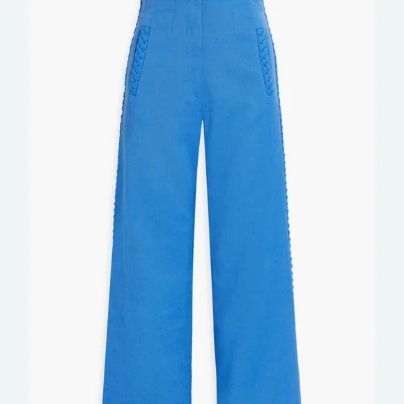 Veronica Beard Dove Woven Wide-leg Pants Blue 4 - Picture 2 of 15